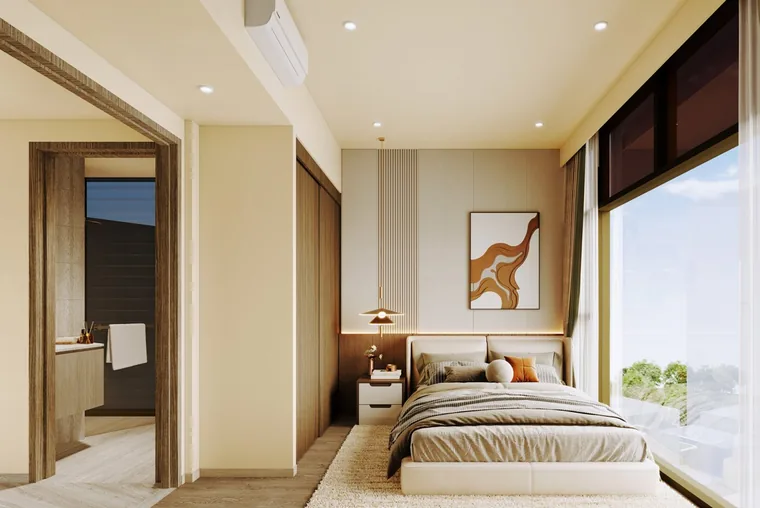 Duet @ Emily bedroom with built-in wardrobe and full-height window