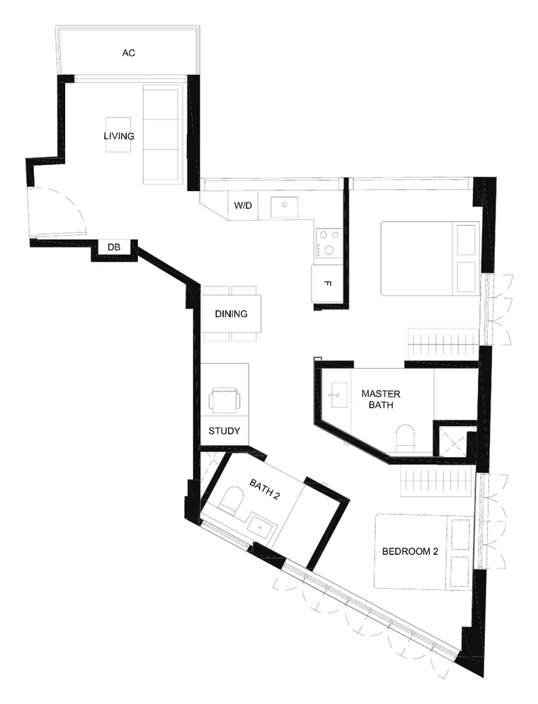 Duet @ Emily floor plan, Type B4 2 Bedroom Deluxe, 62 sq m / 667 sq ft