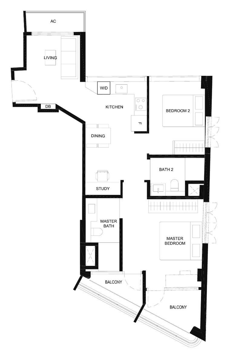 Duet @ Emily floor plan, Type B6 2 Bedroom Premium, 79 sq m / 850 sq ft