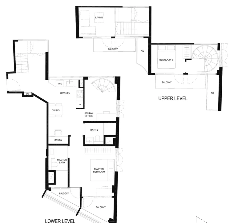 Duet @ Emily floor plan, Type B8 2 Bedroom Loft, 124 sq m / 1,335 sq ft